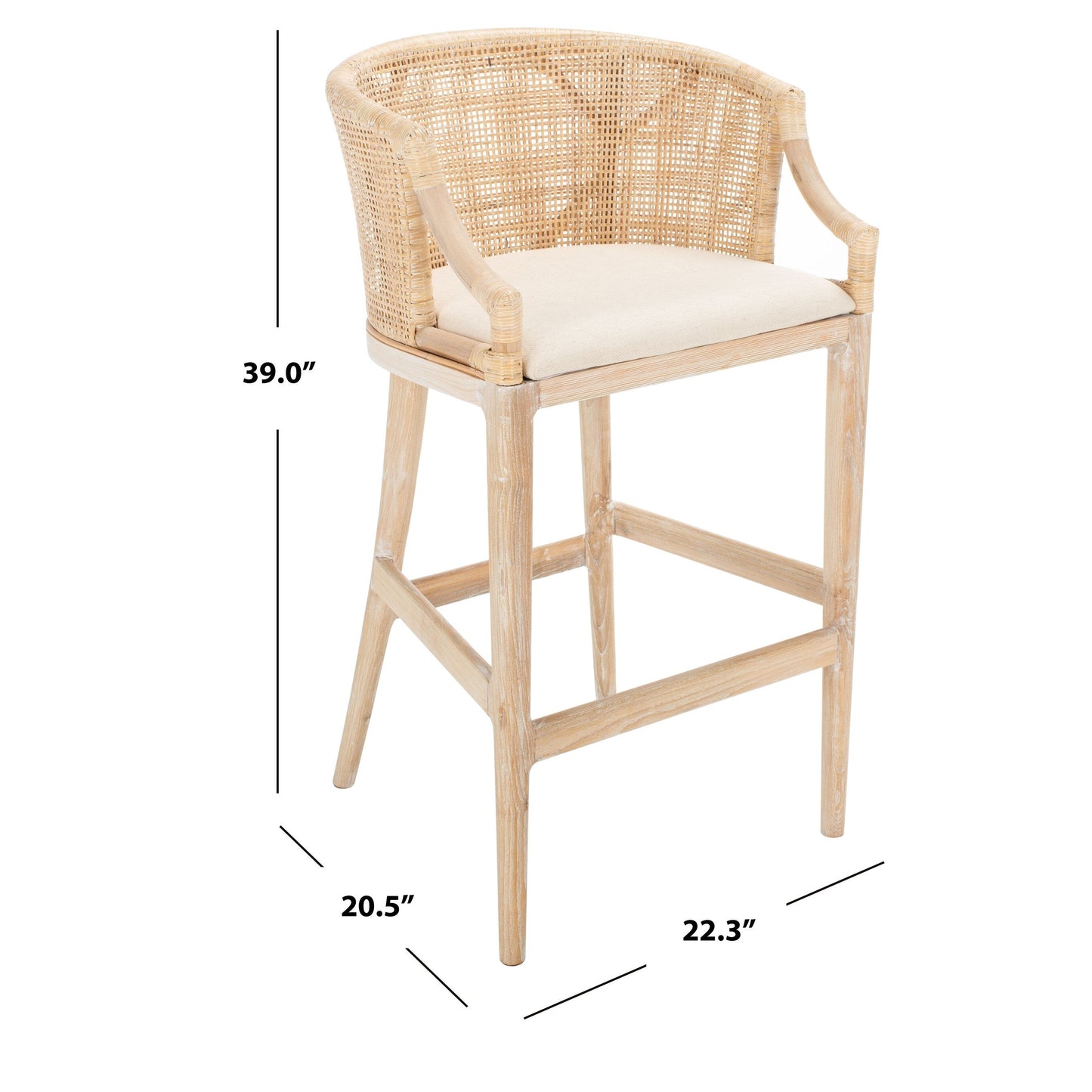 Tabouret de bar en rotin SAFAVIEH Virona de 76 cm (30 pouces) - 56,6 L x 52,1 P x 99,1 H - 56,6Lx52,1Px99,1H