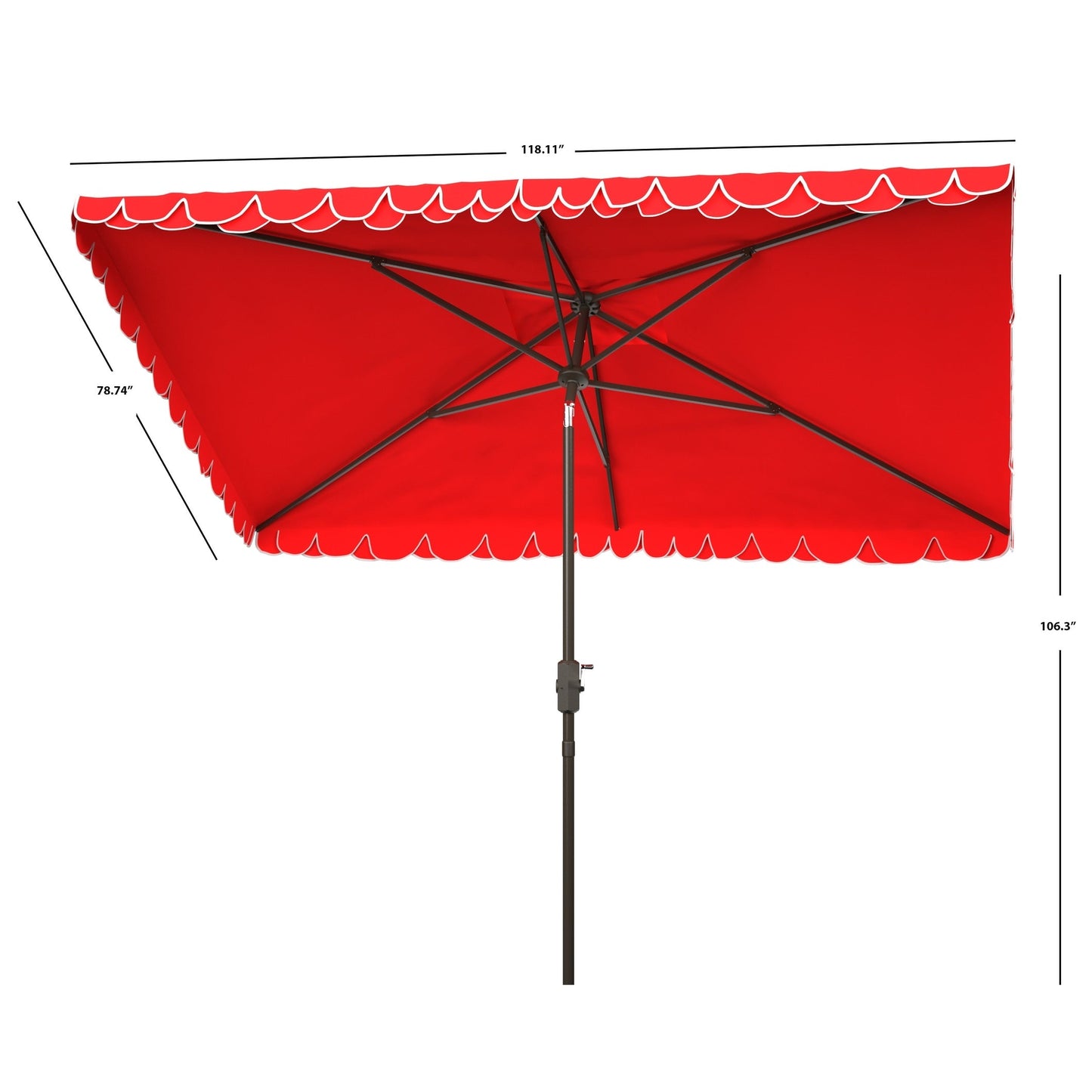 Parasol rectangulaire d'extérieur Zariah de SAFAVIEH, 6'x10', avec liseré