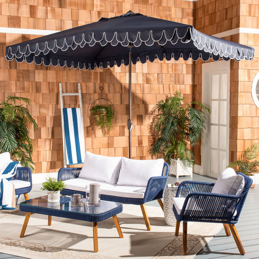 Parasol rectangulaire d'extérieur Zariah de SAFAVIEH, 6'x10', avec liseré