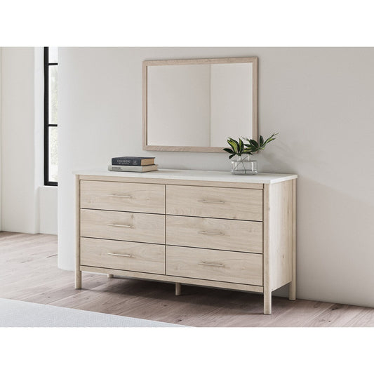 Miroir de chambre à coucher Cadmori beige de Signature Design by Ashley - Brun - 98,7 cm L x 3,3 cm P x 70,3 cm H