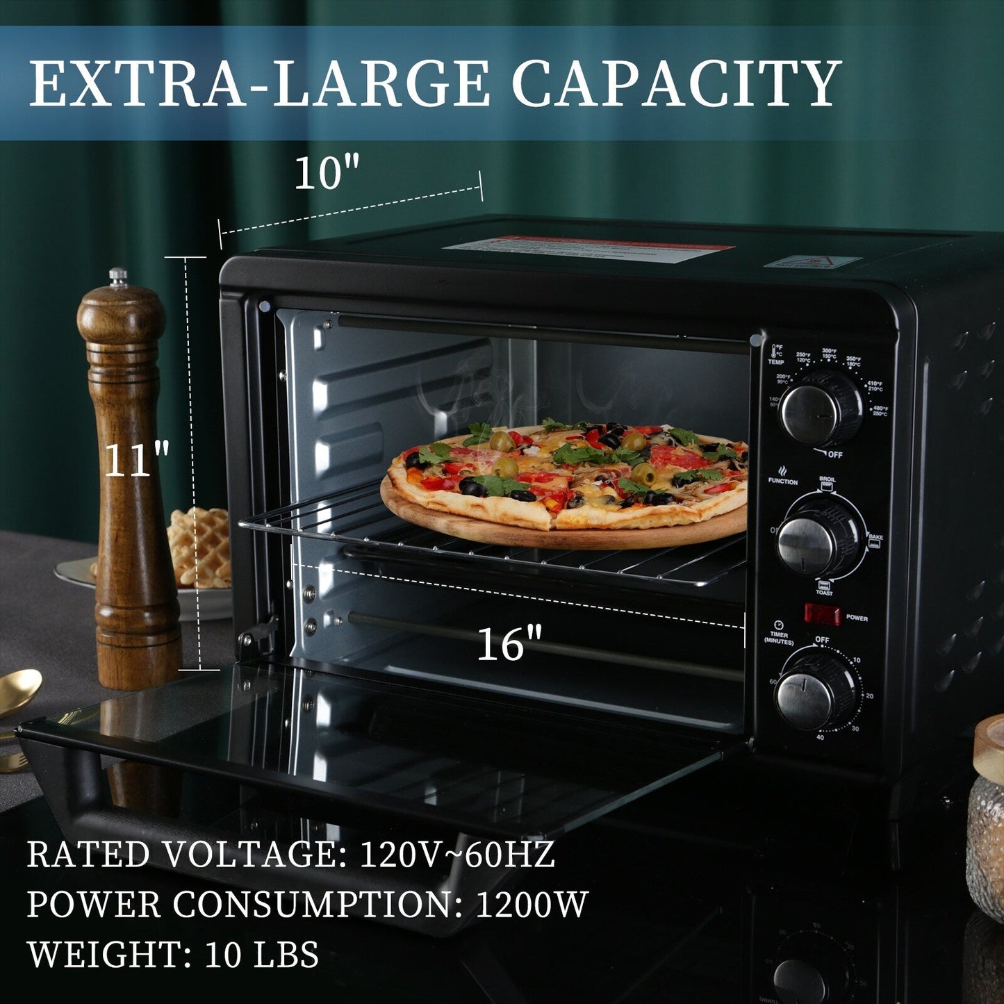 Four à griller simple avec une capacité de 20 litres, four à griller compact pour comptoir, facile à utiliser avec minuterie et réglages pour griller, cuire et rôtir.