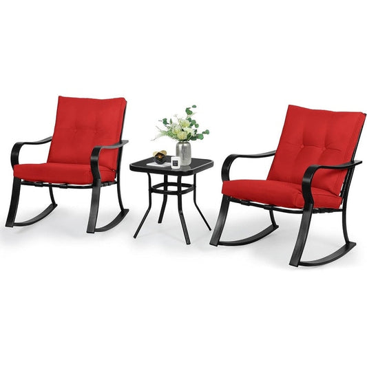 Ensemble de bistro pour patio extérieur Solaura, 3 pièces, avec chaises à bascule