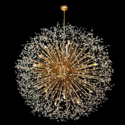 Luminaire suspendu en cristal à motif d'étoile, 47 pouces de large
