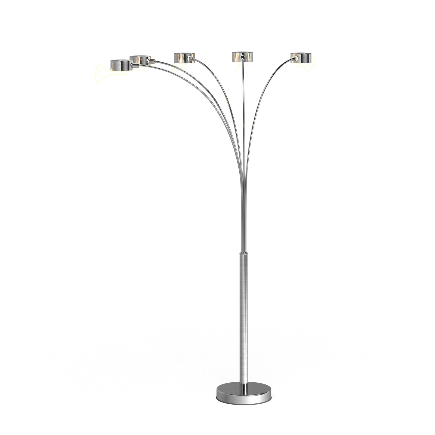 Lampe de sol à 5 lumières, modèle Charlie, en acier brossé, avec arche, de Strick & Bolton