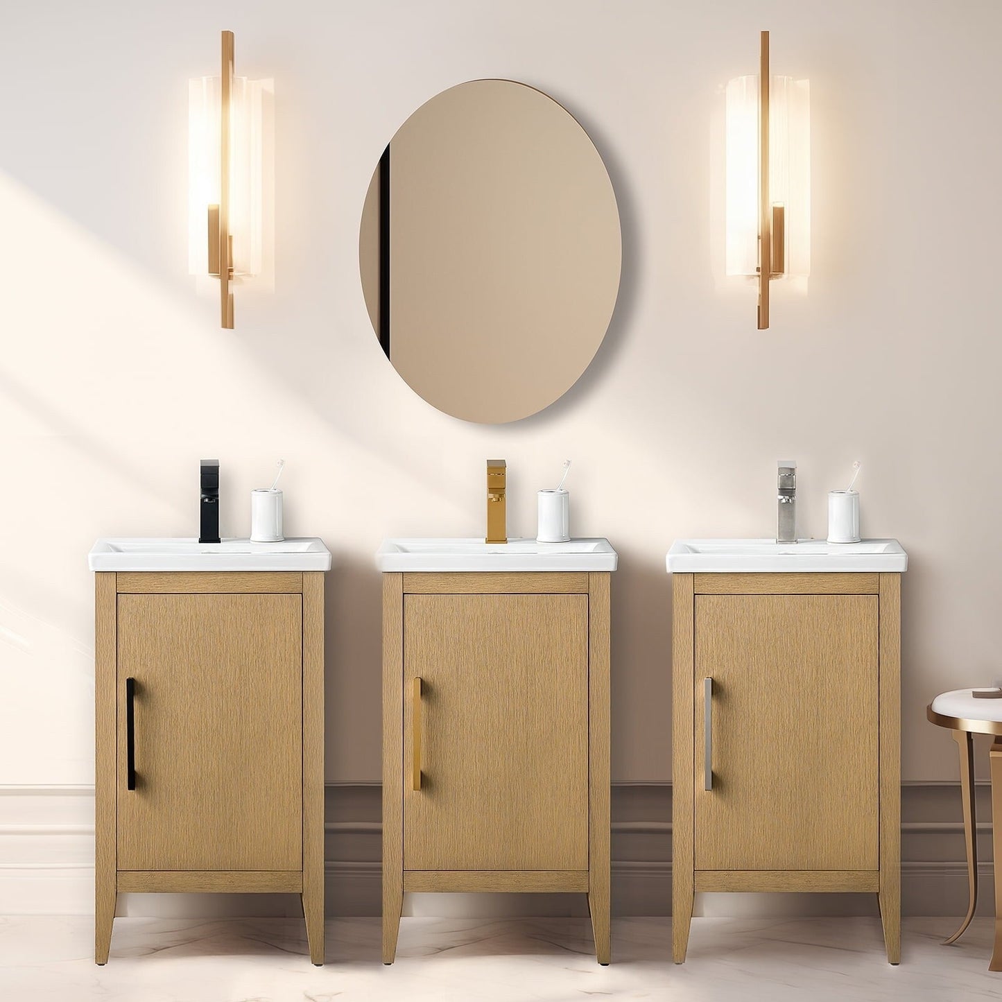 Meuble-lavabo de salle de bain Vanity Art avec lavabo simple, plateau en céramique, disponible en 20, 24 ou 30 pouces.