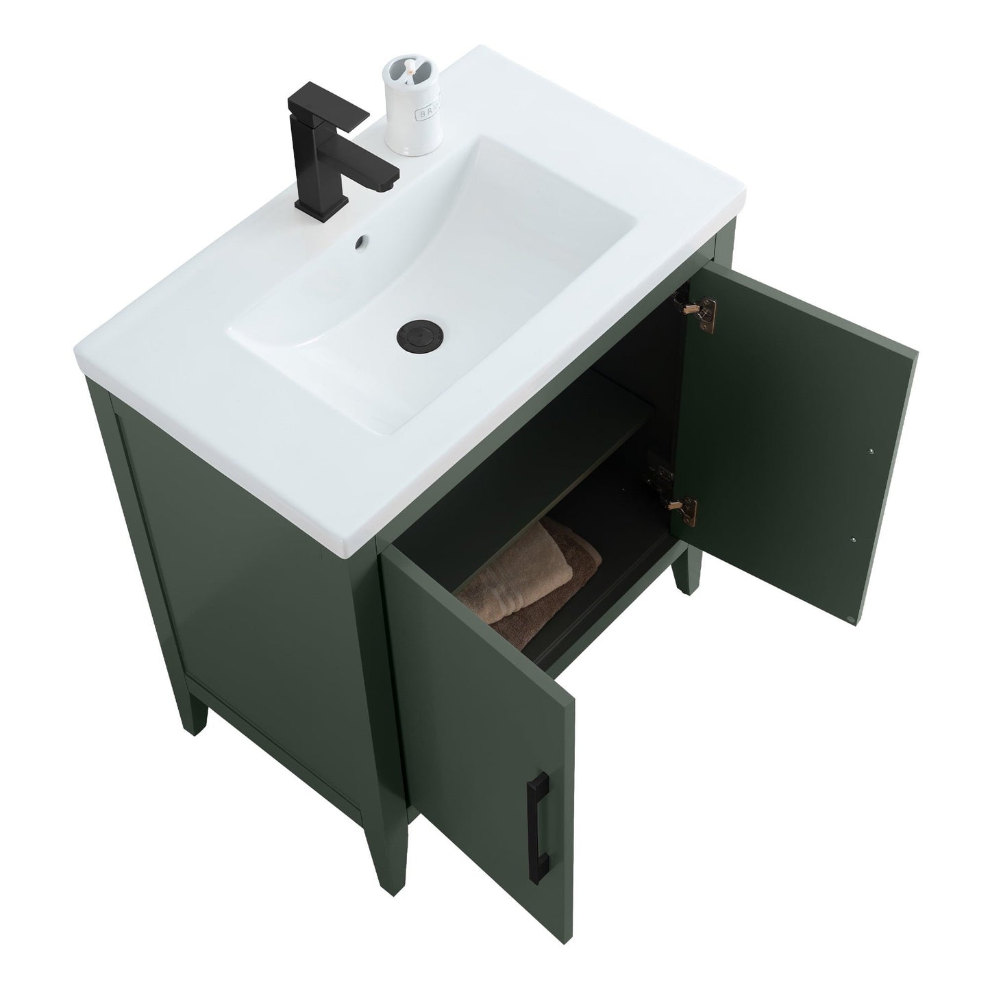 Meuble-lavabo de salle de bain Vanity Art avec lavabo simple, plateau en céramique, disponible en 20, 24 ou 30 pouces.