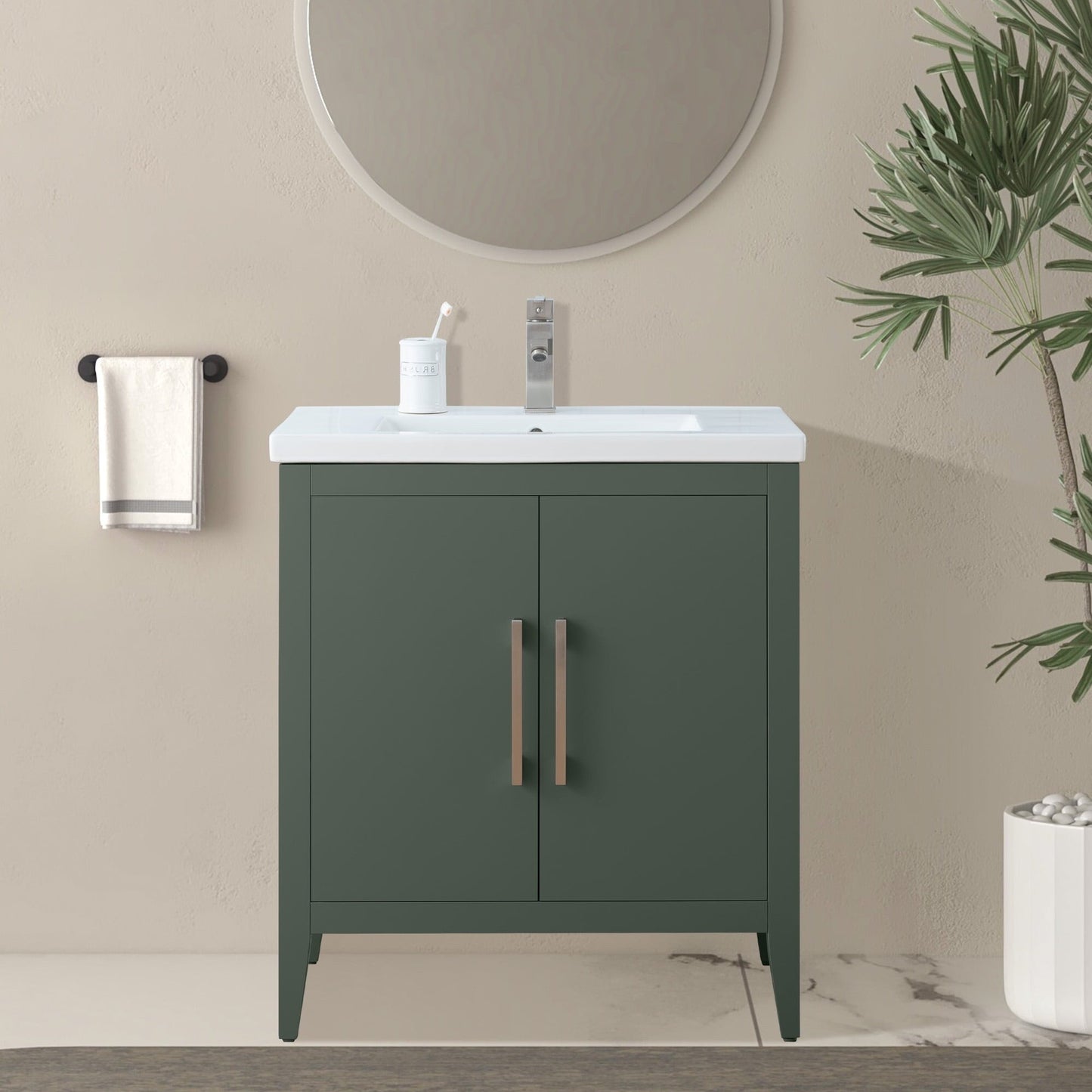 Meuble-lavabo de salle de bain Vanity Art avec lavabo simple, plateau en céramique, disponible en 20, 24 ou 30 pouces.