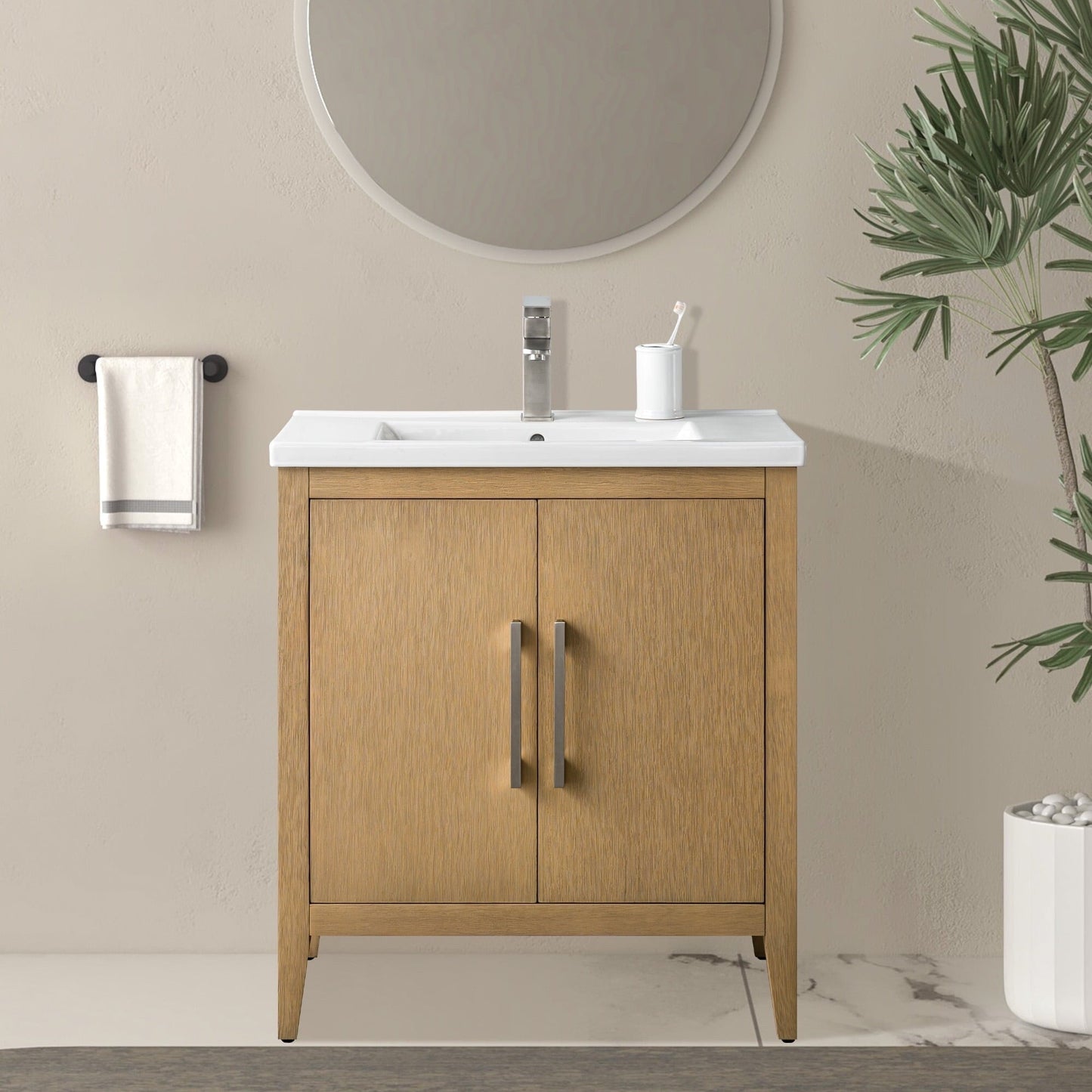 Meuble-lavabo de salle de bain Vanity Art avec lavabo simple, plateau en céramique, disponible en 20, 24 ou 30 pouces.