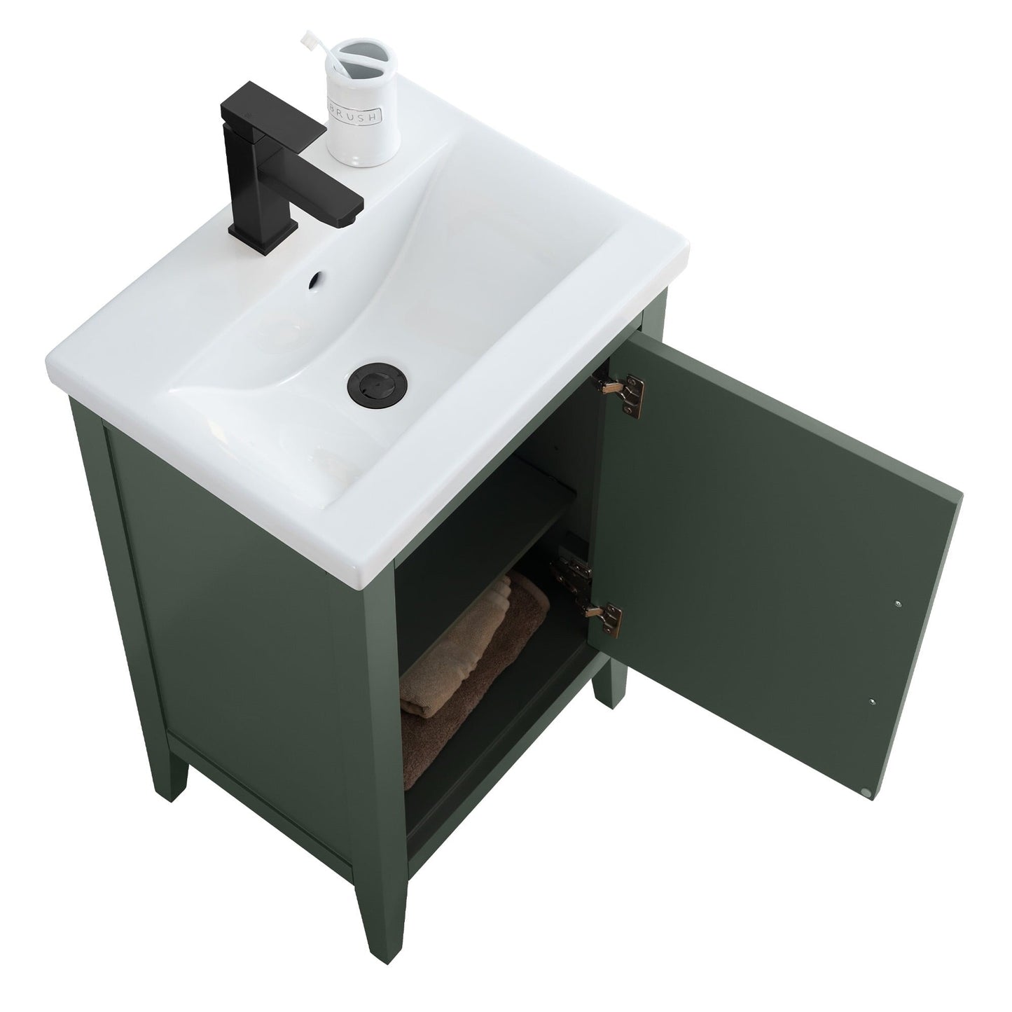 Meuble-lavabo de salle de bain Vanity Art avec lavabo simple, plateau en céramique, disponible en 20, 24 ou 30 pouces.