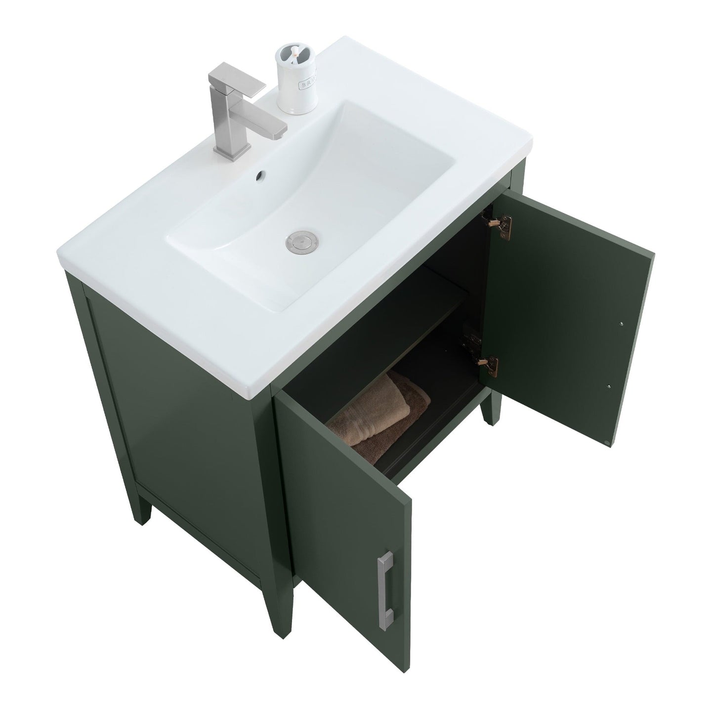 Meuble-lavabo de salle de bain Vanity Art avec lavabo simple, plateau en céramique, disponible en 20, 24 ou 30 pouces.
