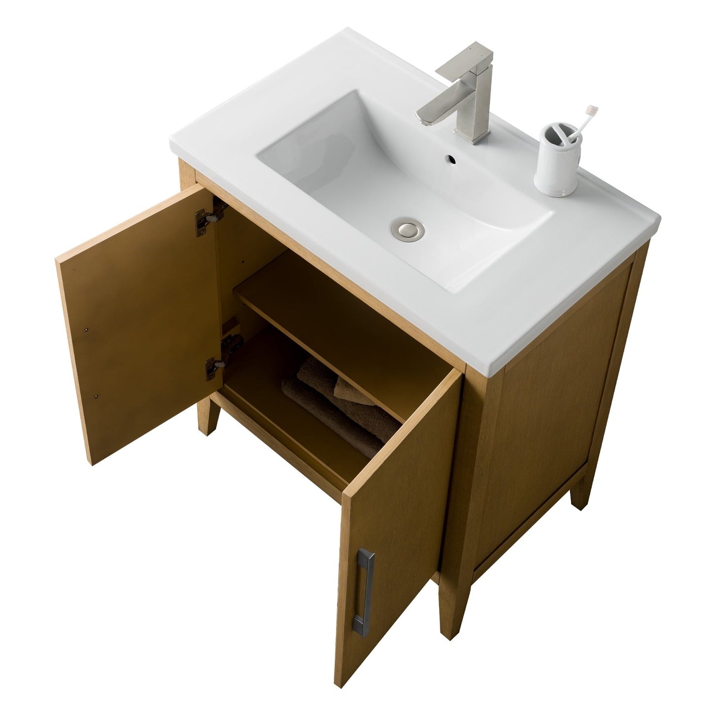 Meuble-lavabo de salle de bain Vanity Art avec lavabo simple, plateau en céramique, disponible en 20, 24 ou 30 pouces.