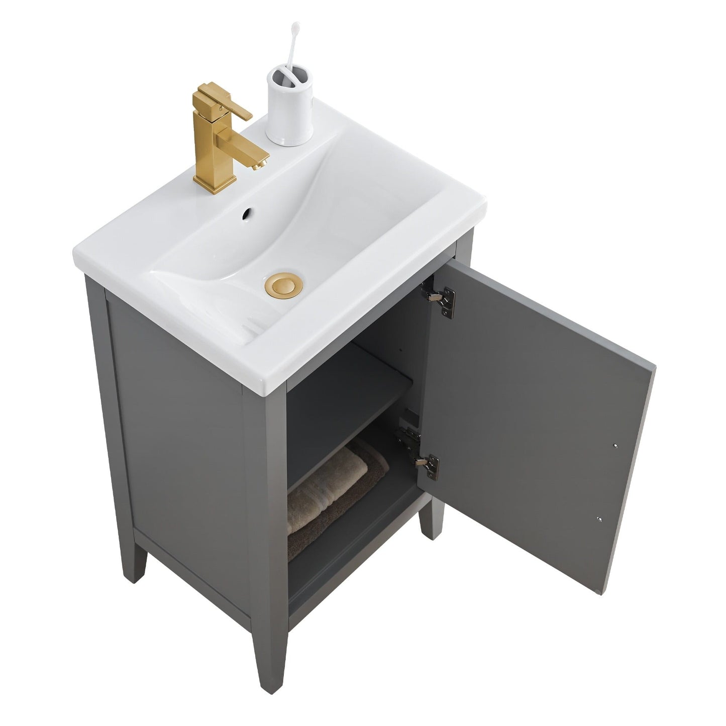 Meuble-lavabo de salle de bain Vanity Art avec lavabo simple, plateau en céramique, disponible en 20, 24 ou 30 pouces.