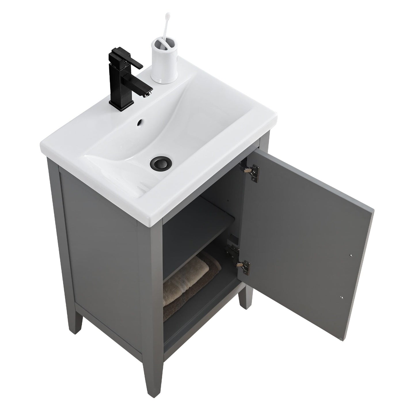 Meuble-lavabo de salle de bain Vanity Art avec lavabo simple, plateau en céramique, disponible en 20, 24 ou 30 pouces.