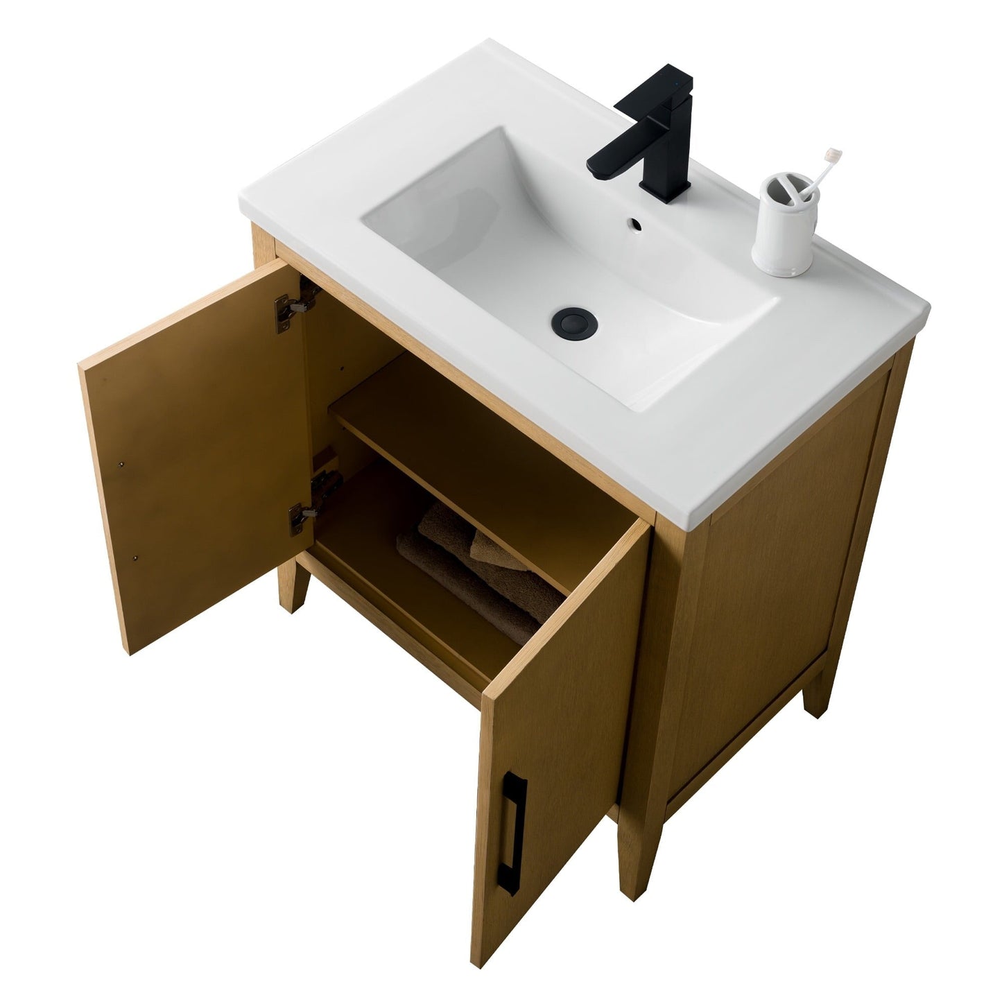Meuble-lavabo de salle de bain Vanity Art avec lavabo simple, plateau en céramique, disponible en 20, 24 ou 30 pouces.