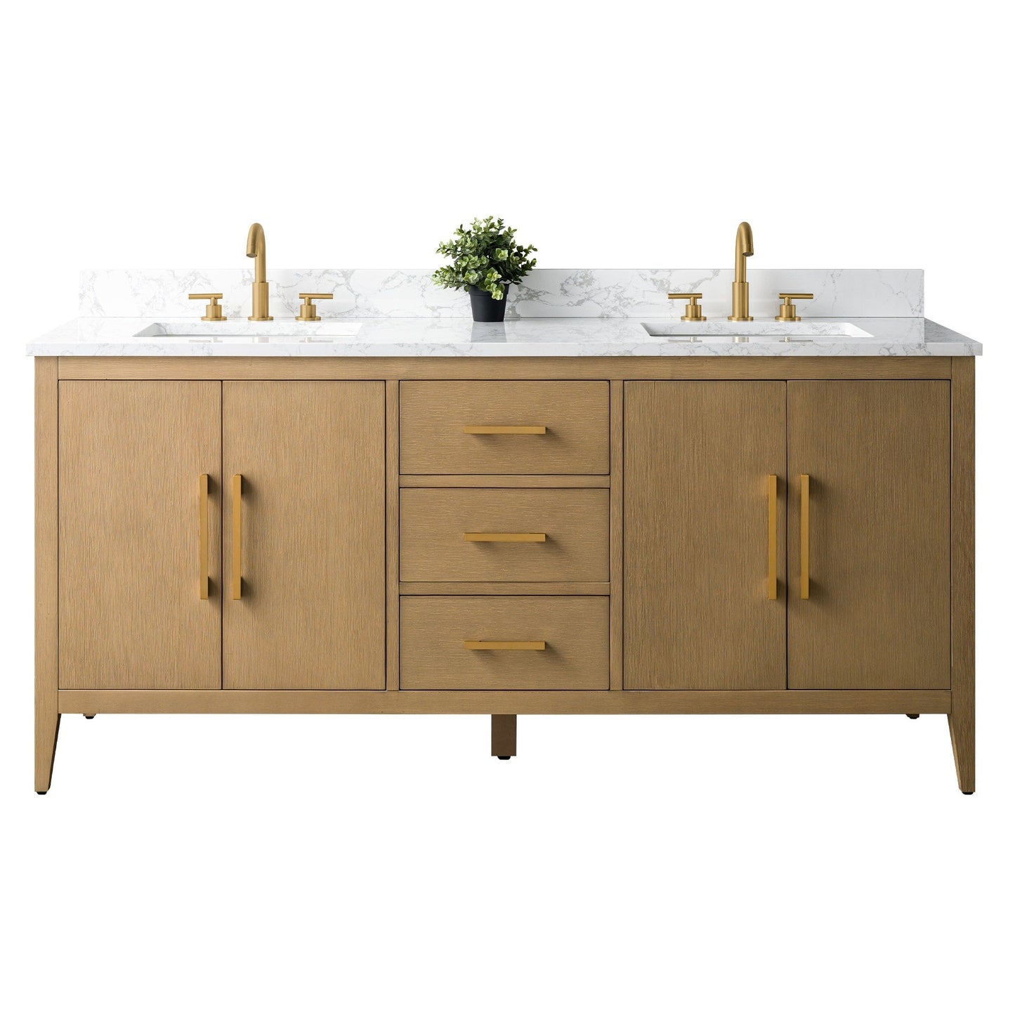 Meuble-lavabo de salle de bain Art 72 avec double lavabo et dessus en marbre synthétique.