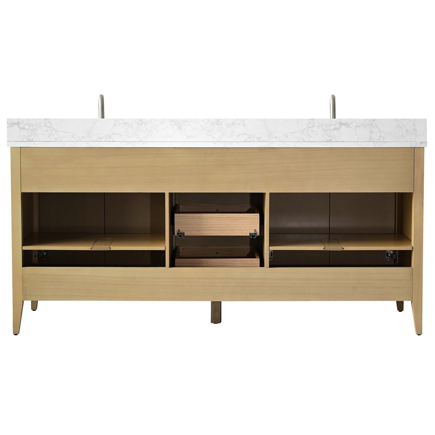 Meuble-lavabo de salle de bain Art 72 avec double lavabo et dessus en marbre synthétique.