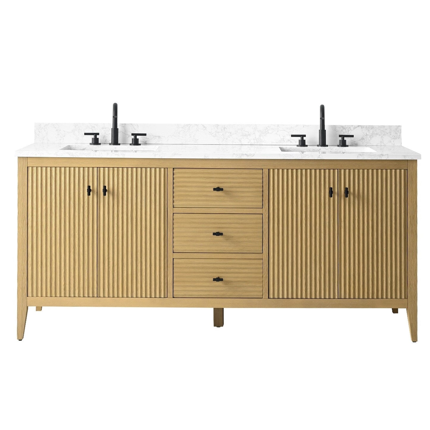 Meuble-lavabo de salle de bain Art 72 avec double lavabo et dessus en marbre synthétique.