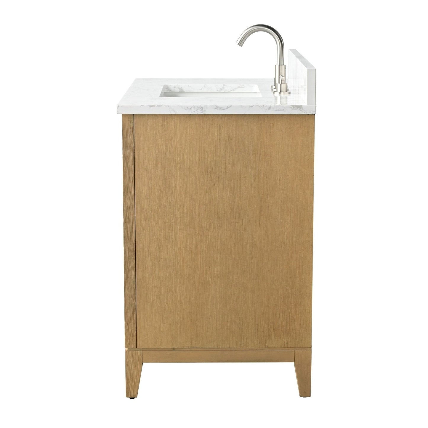 Meuble-lavabo Vanity Art avec lavabo en céramique et plan de travail en marbre composite.