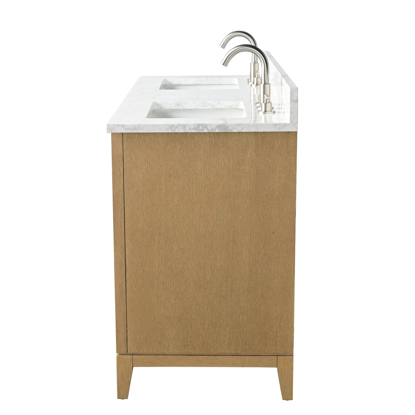 Meuble-lavabo Vanity Art avec lavabo en céramique et plan de travail en marbre composite.