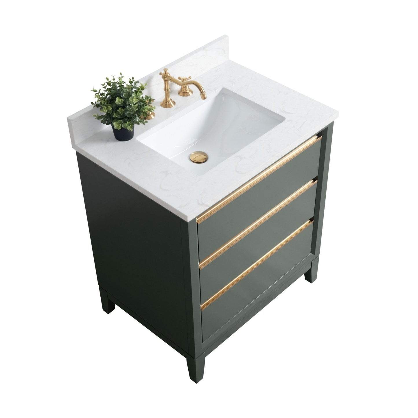 Meuble-lavabo Vanity Art avec lavabo en céramique et plan de travail en marbre composite.