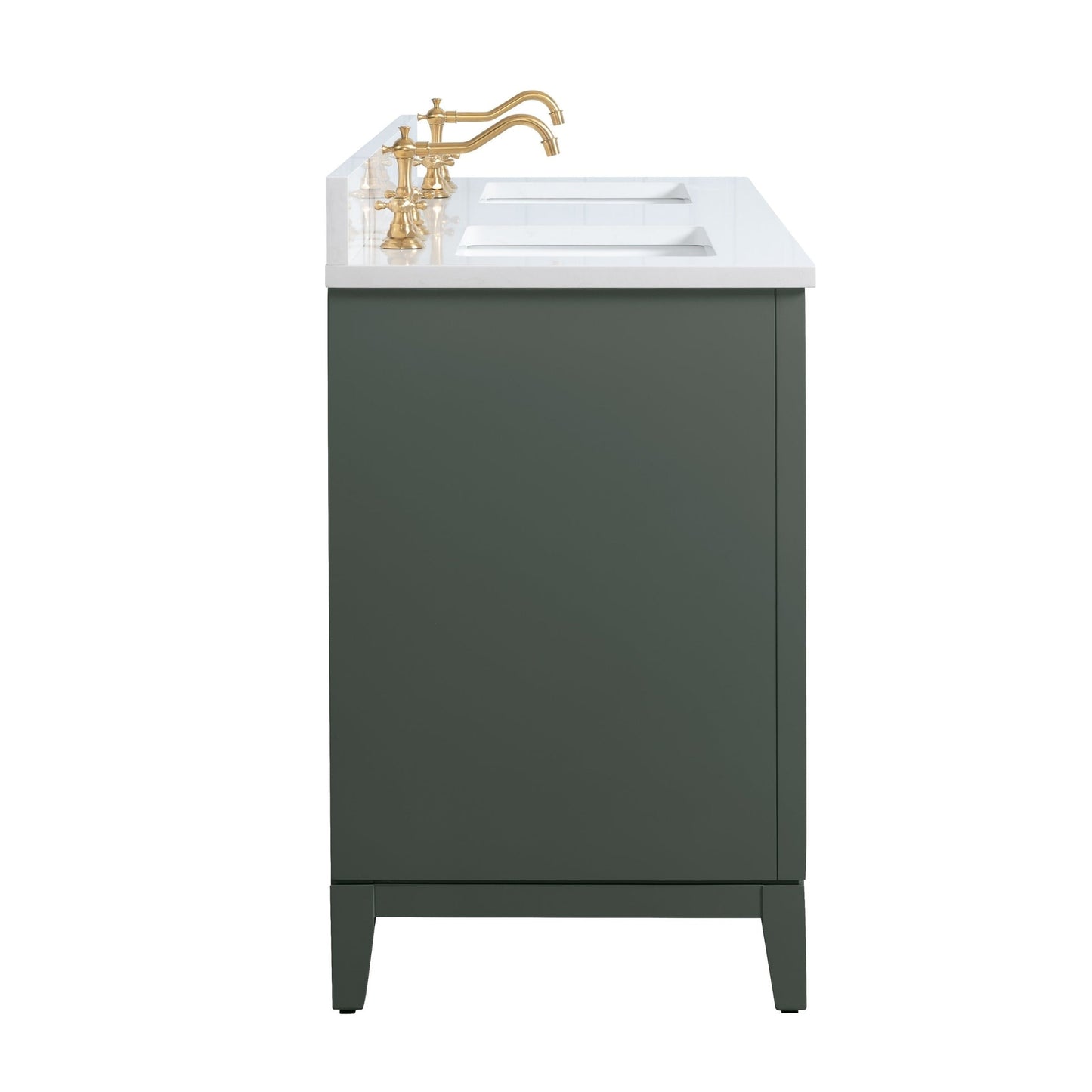 Meuble-lavabo Vanity Art avec lavabo en céramique et plan de travail en marbre composite.