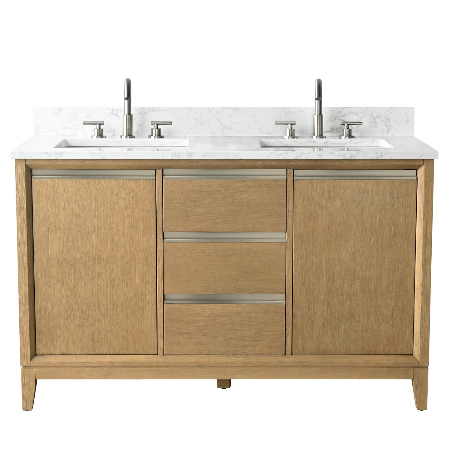 Meuble-lavabo Vanity Art avec lavabo en céramique et plan de travail en marbre composite.