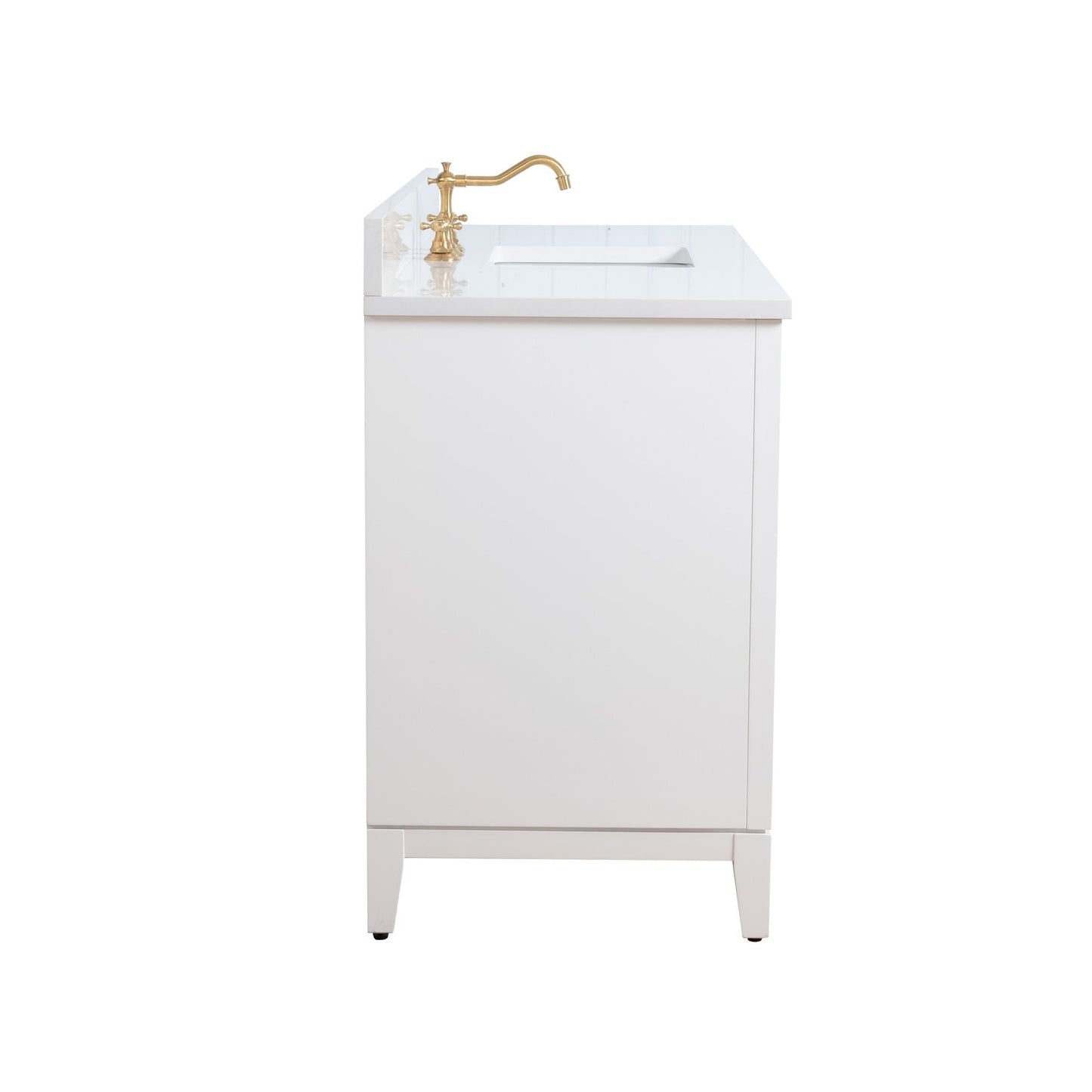 Meuble-lavabo Vanity Art avec lavabo en céramique et plan de travail en marbre composite.