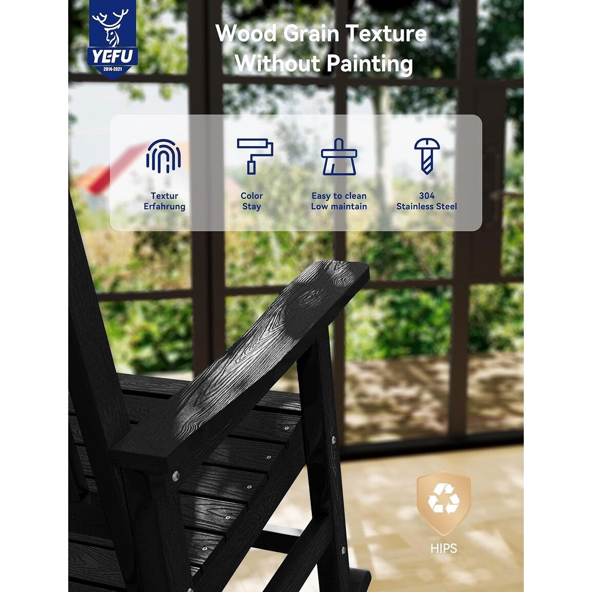 WINSOON Chaise à bascule d'extérieur résistante aux intempéries, lot de 2