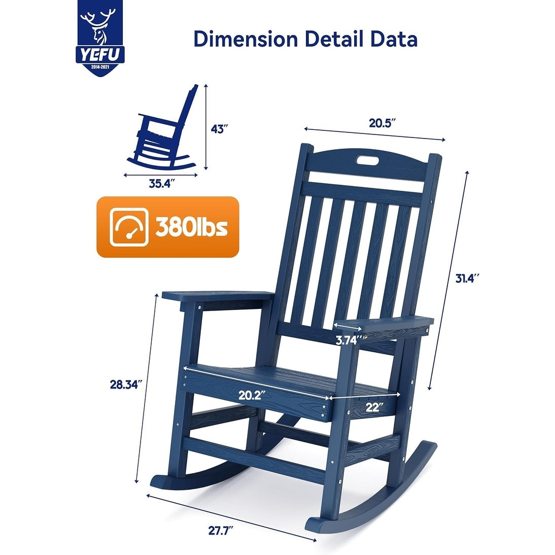 WINSOON Chaise à bascule d'extérieur résistante aux intempéries, lot de 2