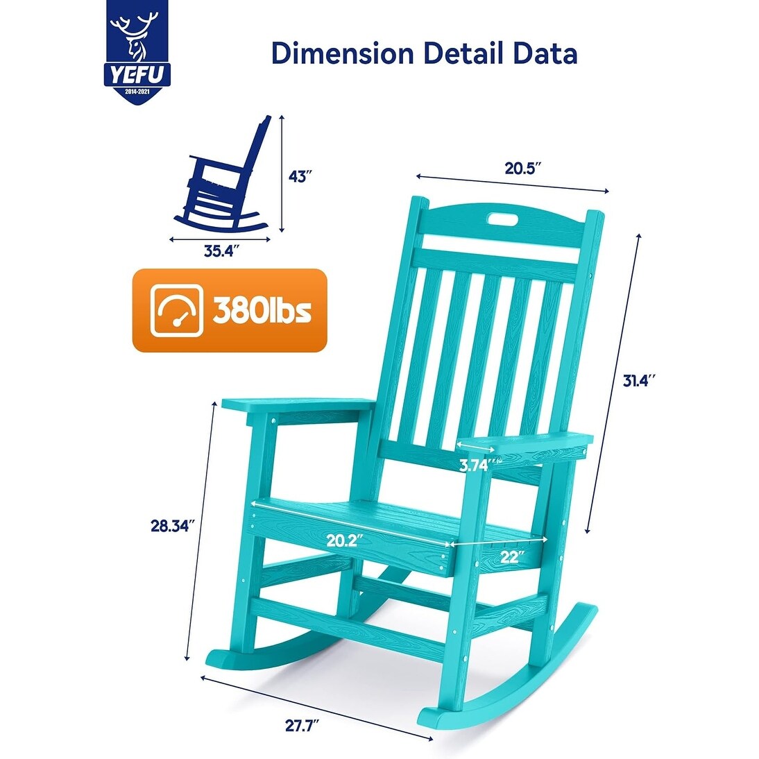 WINSOON Chaise à bascule d'extérieur résistante aux intempéries, lot de 2