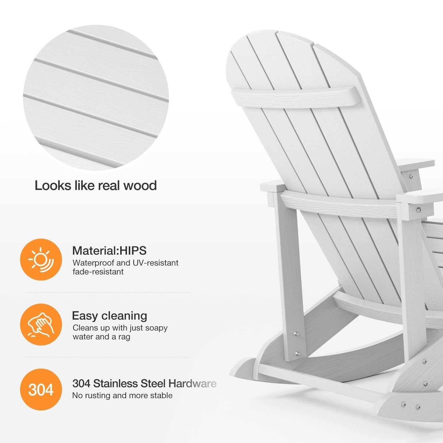 WINSOON Chaise à bascule d'extérieur résistante aux intempéries, lot de 2