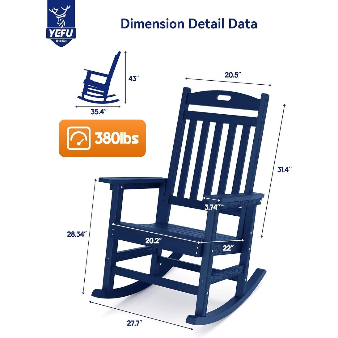 WINSOON Chaise à bascule d'extérieur résistante aux intempéries, lot de 2