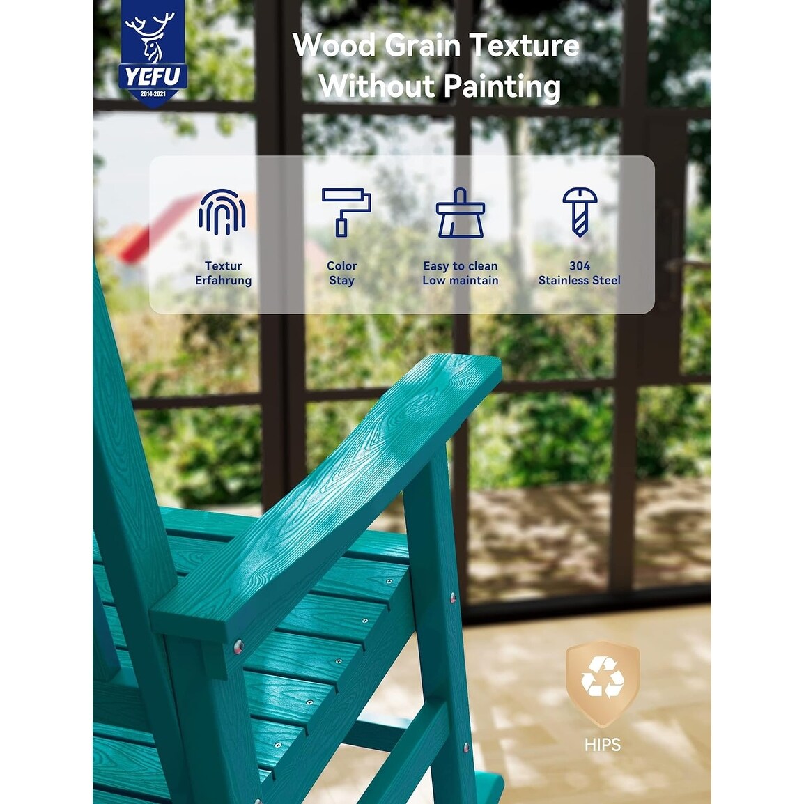 WINSOON Chaise à bascule d'extérieur résistante aux intempéries, lot de 2