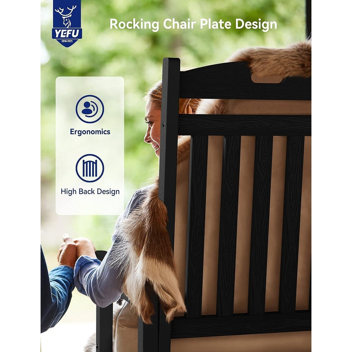 WINSOON Chaise à bascule d'extérieur résistante aux intempéries, lot de 2