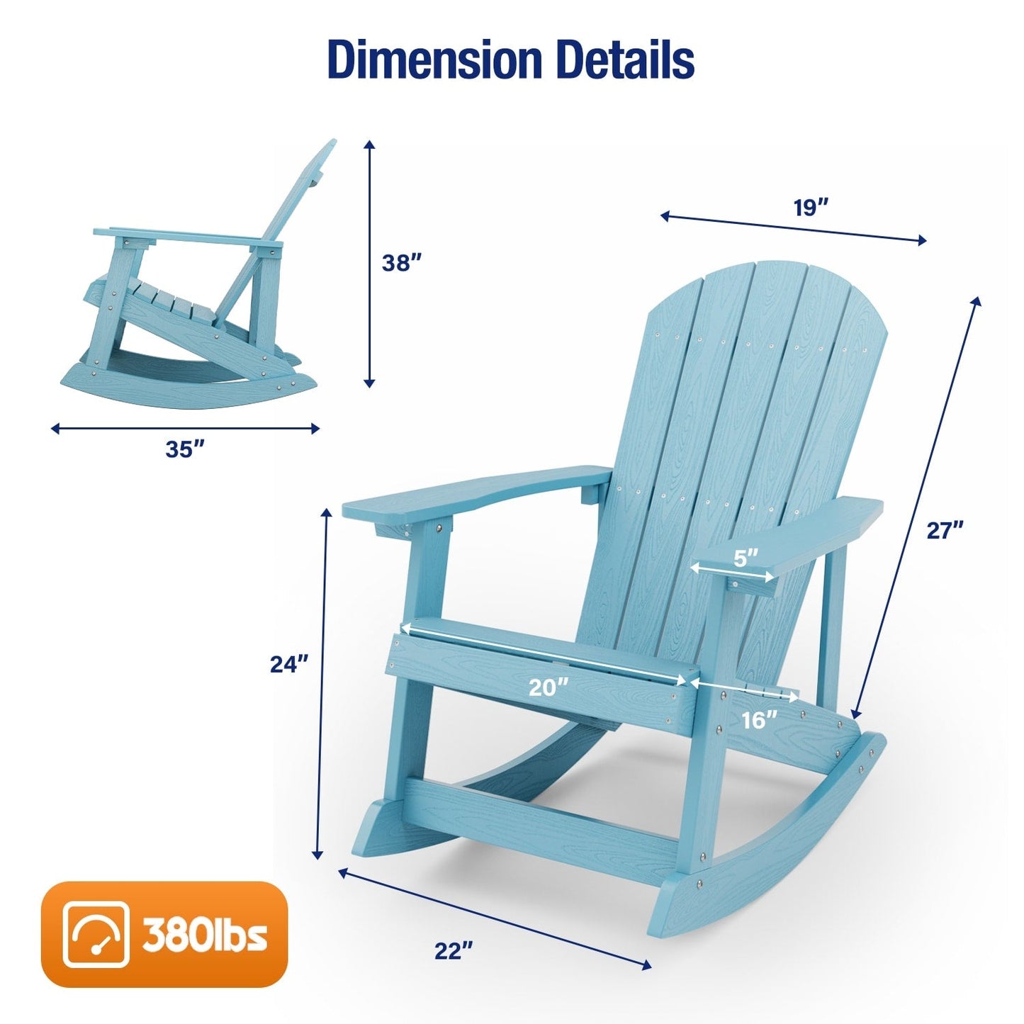 WINSOON Chaise à bascule d'extérieur résistante aux intempéries, lot de 2