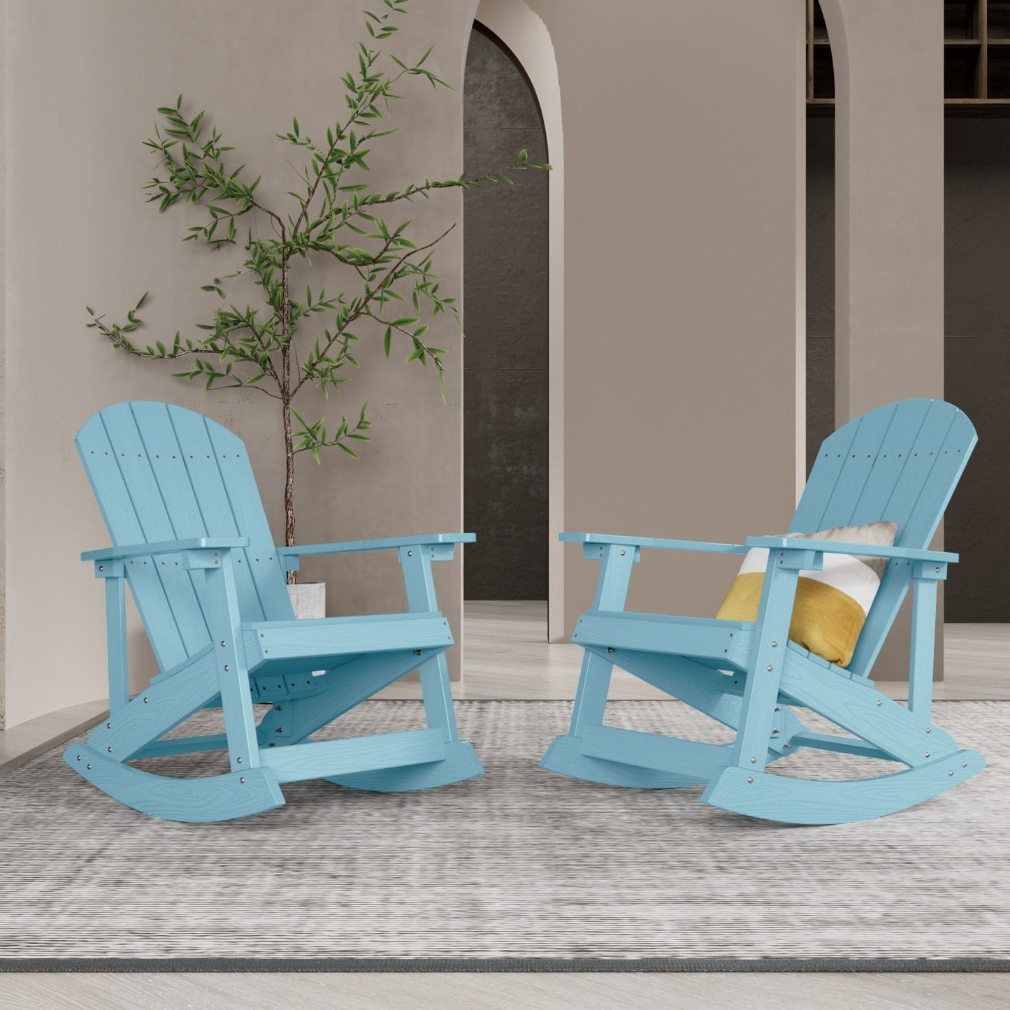 WINSOON Chaise à bascule d'extérieur résistante aux intempéries, lot de 2
