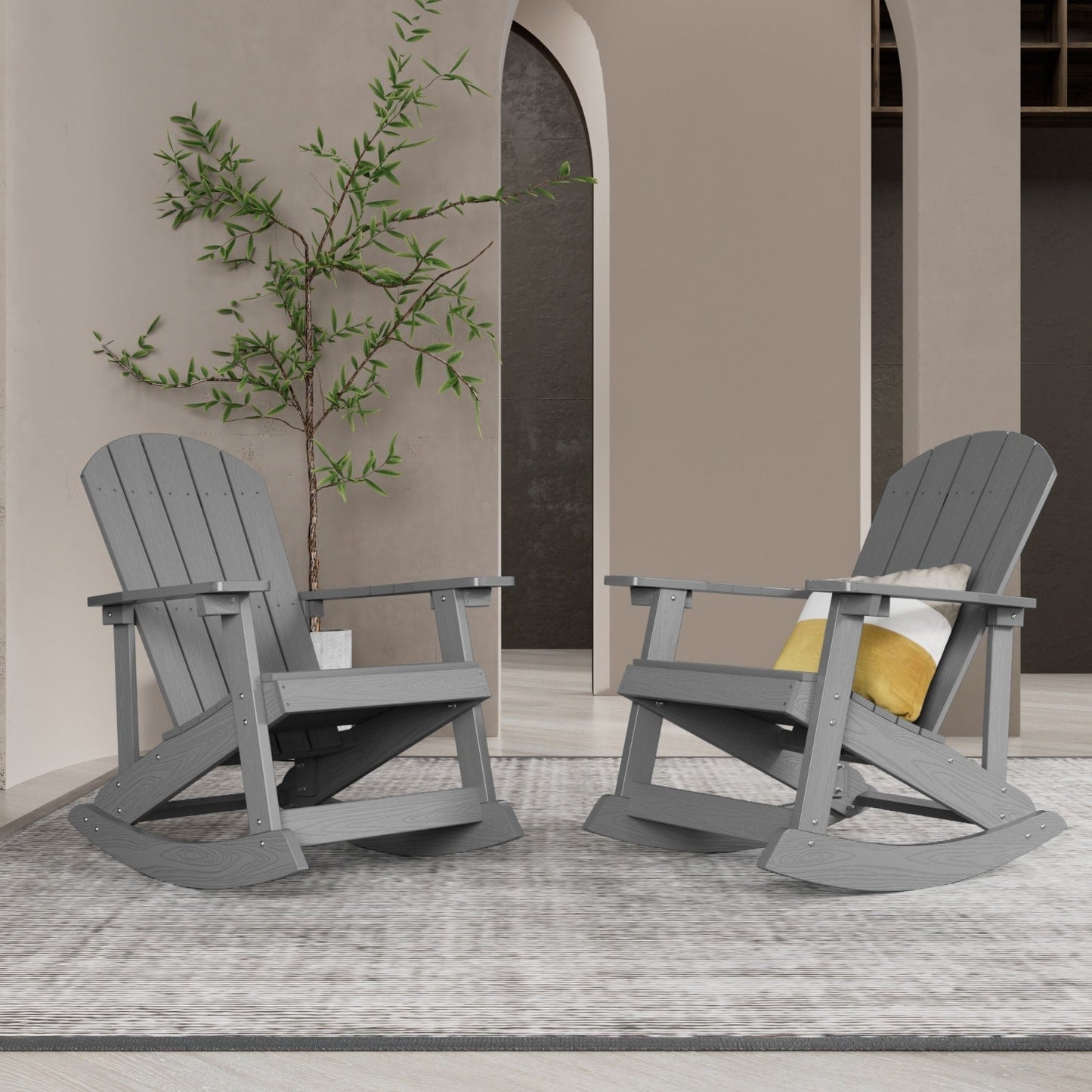 WINSOON Chaise à bascule d'extérieur résistante aux intempéries, lot de 2
