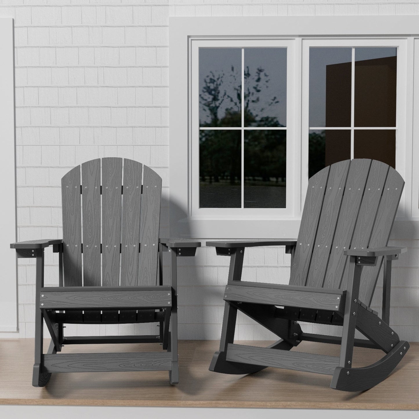WINSOON Chaise à bascule d'extérieur résistante aux intempéries, lot de 2