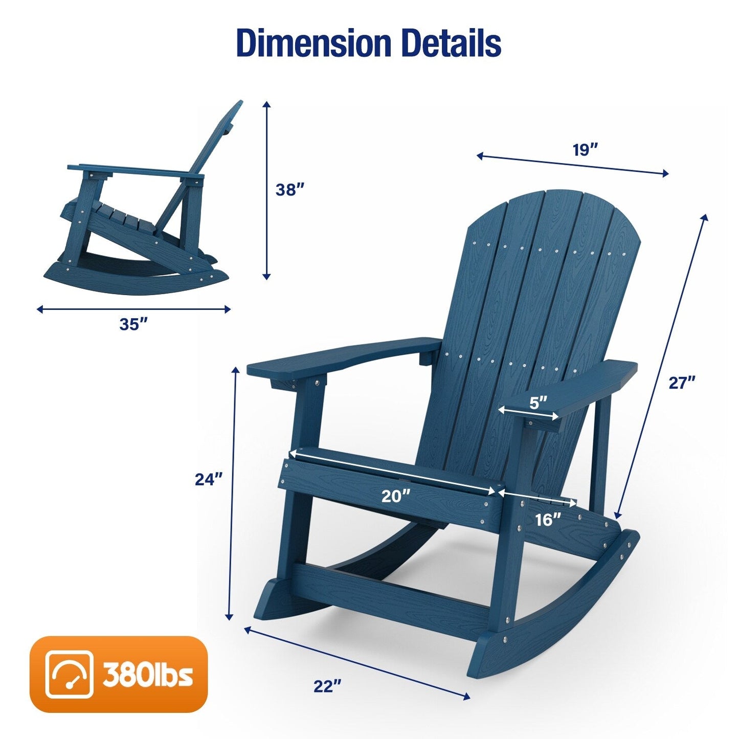 WINSOON Chaise à bascule d'extérieur résistante aux intempéries, lot de 2
