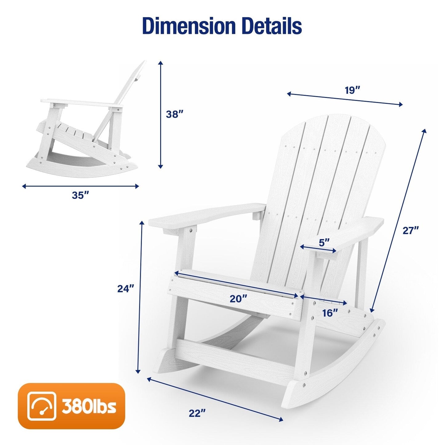 WINSOON Chaise à bascule d'extérieur résistante aux intempéries, lot de 2