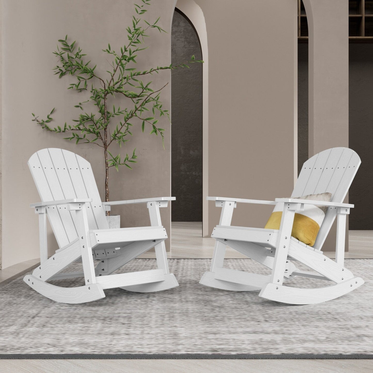 WINSOON Chaise à bascule d'extérieur résistante aux intempéries, lot de 2
