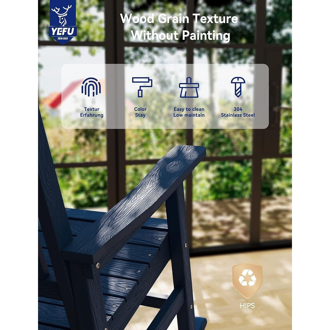WINSOON Chaise à bascule d'extérieur résistante aux intempéries, lot de 2