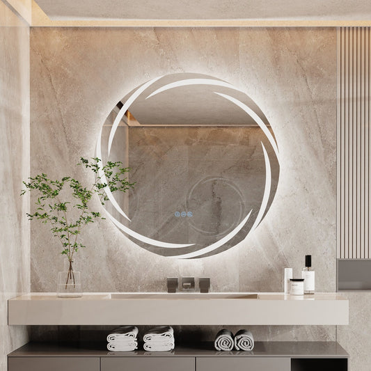 Miropoir de salle de bain à LED étanche, avec éclairage tactile, anti-buée, vanité, intensité variable.