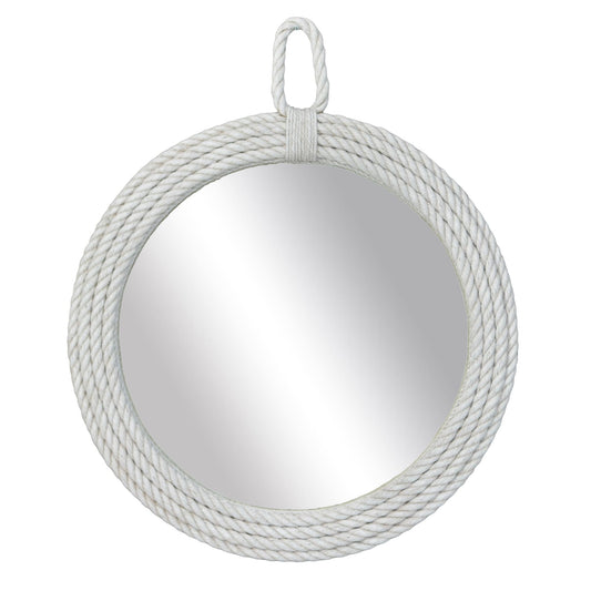 Miroir mural rond en corde de Manille blanche de East at Main