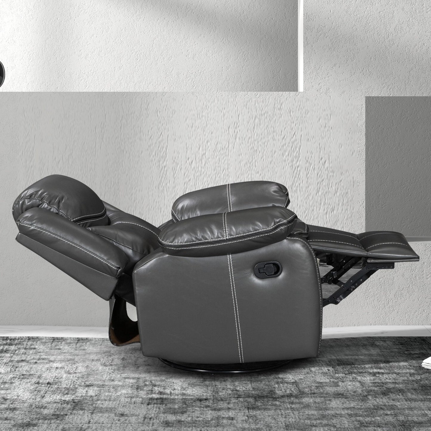 Fauteuil inclinable large en cuir durable avec massage et chauffage.