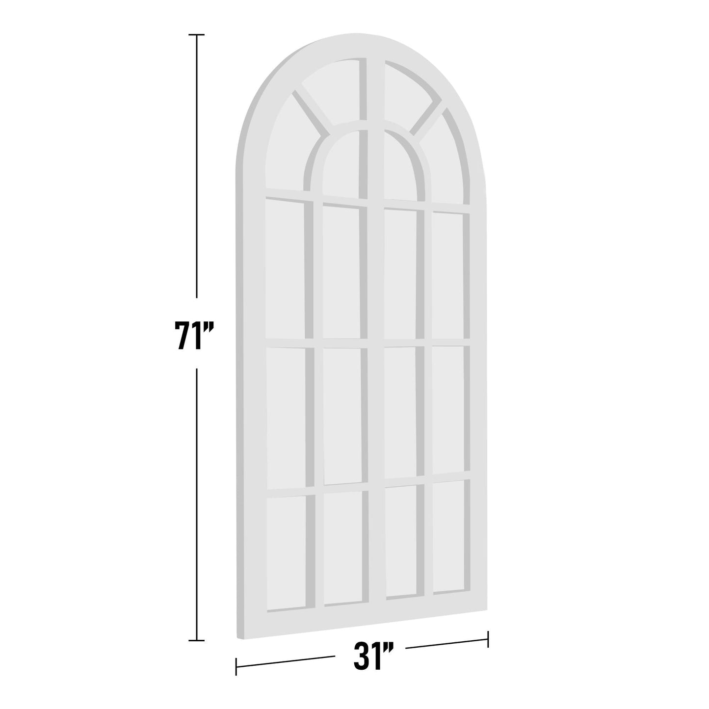 Miroir à fenêtre, miroir en bois incurvé, 180 cm (L) x 79 cm (l)