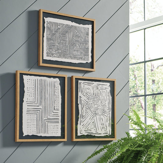 Ensemble de 3 tableaux muraux Wonderstow noir/beige