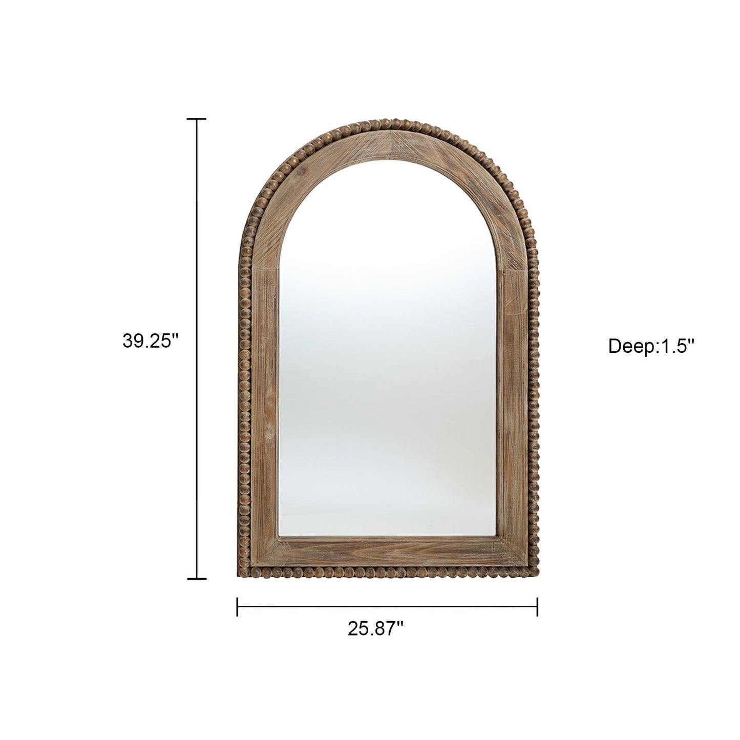 Miroir mural à cadre en bois en forme d'arche, miroir mural de salle de bain - 39,25 H x 25,87 L x 1,5 P