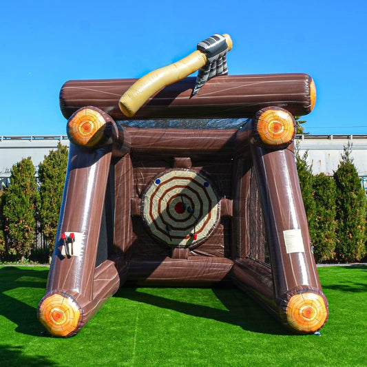Jeu de lancer de hache gonflable XJUMP avec souffleur d'air et haches en mousse, qualité professionnelle, location, léger, pour jeux en extérieur