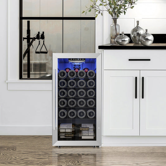 Yeego Réfrigérateur à vin mini-bar indépendant à 17 pouces, monoclimatique, 27 bouteilles - 16,9 pouces